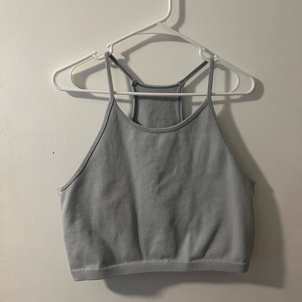 Altar'd State Gray Ribbed Crop Top